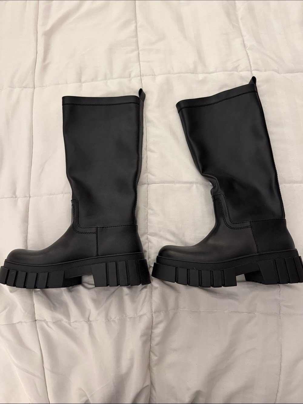 Zara Black Chunky Platform Mid-Calf Boots